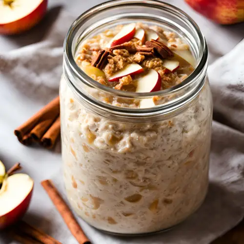 Easy overnight oats with apples and a hint of cinnamon.