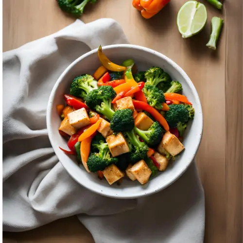 A vibrant and flavorful veggie stir-fry with tofu and fall vegetables