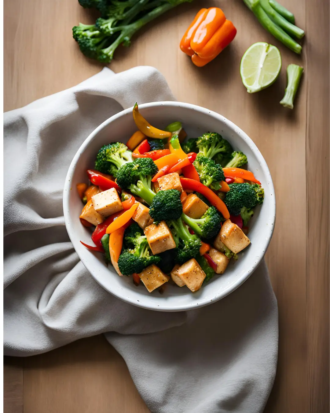 A vibrant and flavorful veggie stir-fry with tofu and fall vegetables